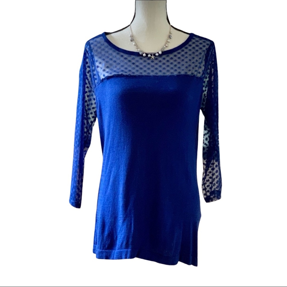 3/4 Sleeves Mesh Dot Combo Sweater